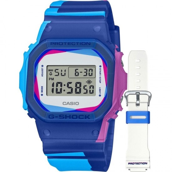 Ceas Casio G-Shock, The Origin DWE-5600PR-2ER, Set cu 2 bratari si carcase suplimentare