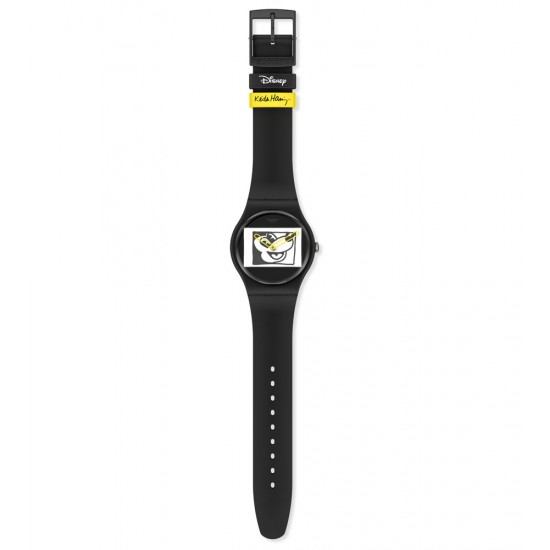 Ceas Swatch, Keith Haring Mickey Blanc Sur Noir SUOZ337 Ceas Swatch, Keith Haring Mickey Blanc Sur Noir SUOZ337
