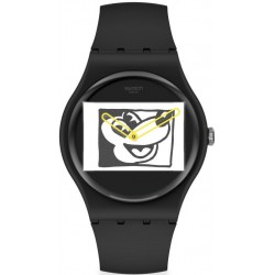 Ceas Swatch, Keith Haring Mickey Blanc Sur Noir SUOZ337