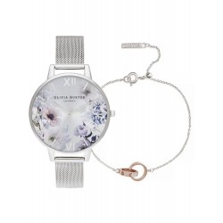 Ceas Dama, Olivia Burton, Sunlight Florals OBGSET145, Set cu Bratara