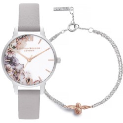 Ceas Dama, Olivia Burton, Watercolour Florals OBGSET45, Set cu Bratara