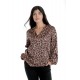 Bluza Dama cu Decolteu in V, Satin Leopard