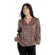 Bluza Dama cu Decolteu in V, Satin Leopard