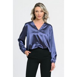 Bluza Dama cu Funda Ampla, Indigo Satin