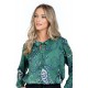 Bluza Dama cu Funda Subtire, Satin Verde cu Imprimeu Paisley