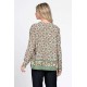Bluza Dama cu Maneca lunga si Funda, Verde cu Imprimeu Combinat