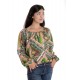Bluza Dama, cu Maneca lunga tip IE, Verde cu Imprimeu Multicolor