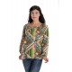 Bluza Dama cu Maneca lunga tip IE, Verde cu Imprimeu Multicolor