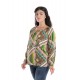 Bluza Dama, cu Maneca lunga tip IE, Verde cu Imprimeu Multicolor