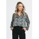 Bluza Dama cu Maneca lunga tip Kimono, Negru cu Alb stil Baroque