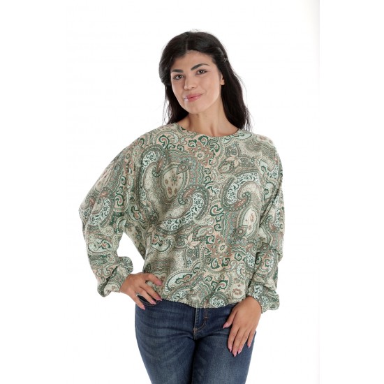 Bluza Dama cu Maneca lunga tip Kimono, Verde