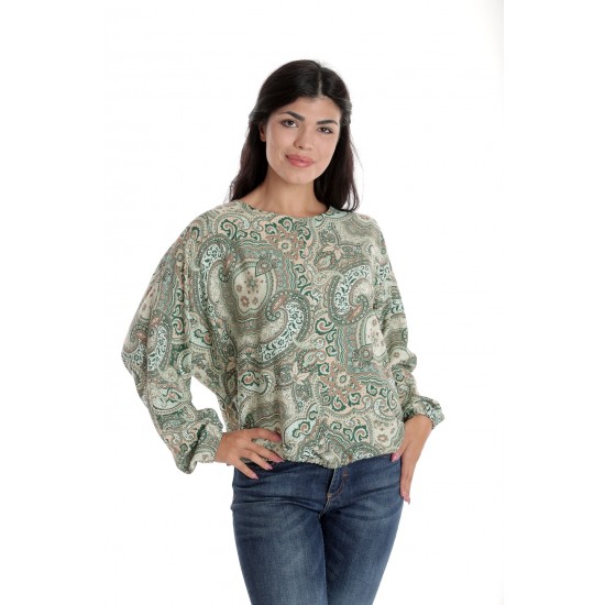 Bluza Dama cu Maneca lunga tip Kimono, Verde