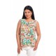 Bluza Dama fara Maneci cu Imprimeu Floral Albastru/ Portocaliu