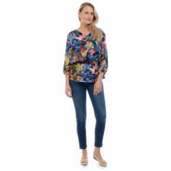 Bluza Dama Multicolora cu Imprimeu de Toamna