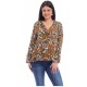 Bluza Dama Pliu cu Imprimeu Floral Maro