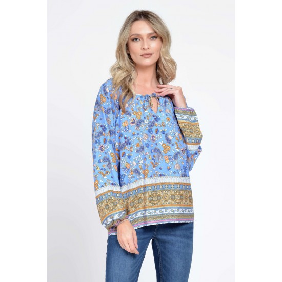 Bluza IE Dama cu Maneca lunga, Multicolor cu Imprimeu Combinat