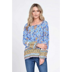 Bluza IE Dama cu Maneca lunga, Multicolor cu Imprimeu Combinat