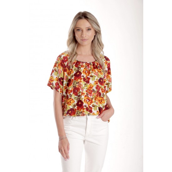 Bluza Dama, Ampla cu Imprimeu Floral - Panselute
