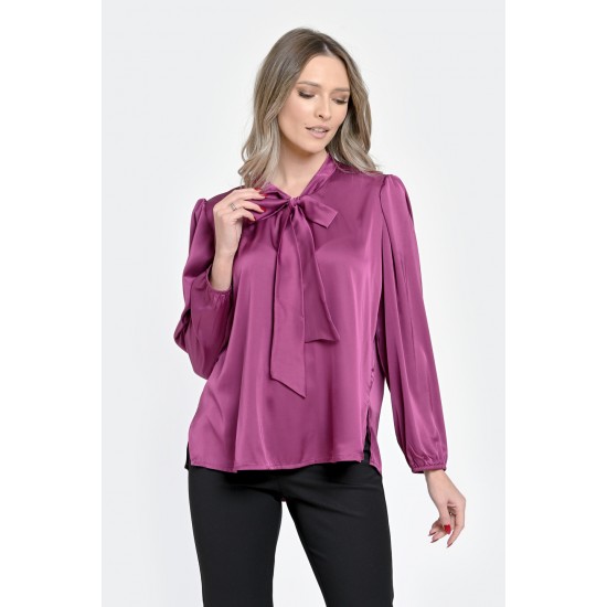 Bluza Dama din Satin, Eleganta, Funda, Violet V302
