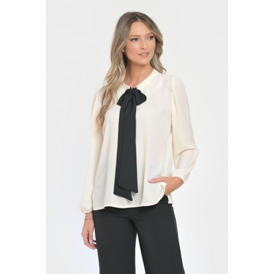 Bluza Dama, Eleganta cu Funda Contrastanta V298