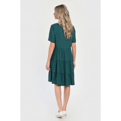 Rochie cu Volane Dama V291, Verde cu imprimeu floral