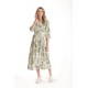 Rochie Lunga Dama V271, crem cu imprimeu floral verde