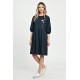 Rochie Medie Dama V264, bleumarin pictata