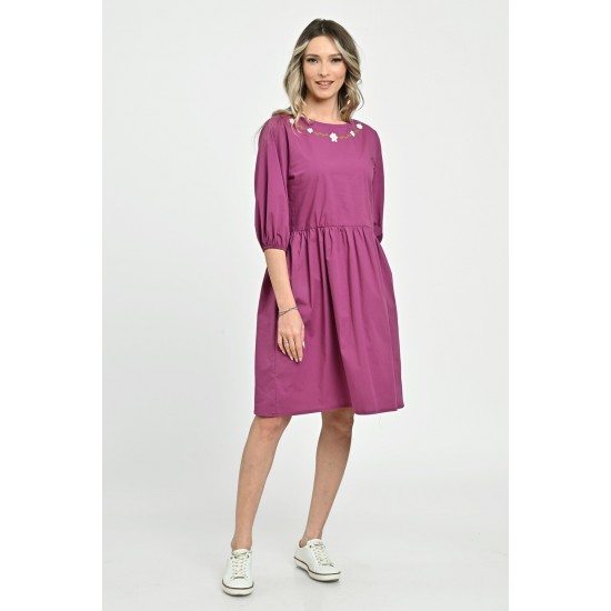 Rochie Medie Dama V265, Fucsia pictata