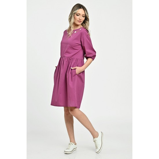 Rochie Medie Dama V265, Fucsia pictata