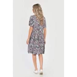 Rochie Medie Dama V284, Imprimeu cu Motive Orientale
