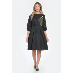 Rochie Medie Dama V294, Pictata manual, model floral