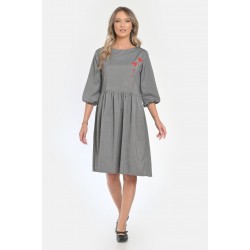 Rochie Medie Dama V295, Pictata manual, model floral