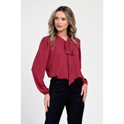 Bluza Dama, Rosu burgundy, Eleganta, cu Funda V306