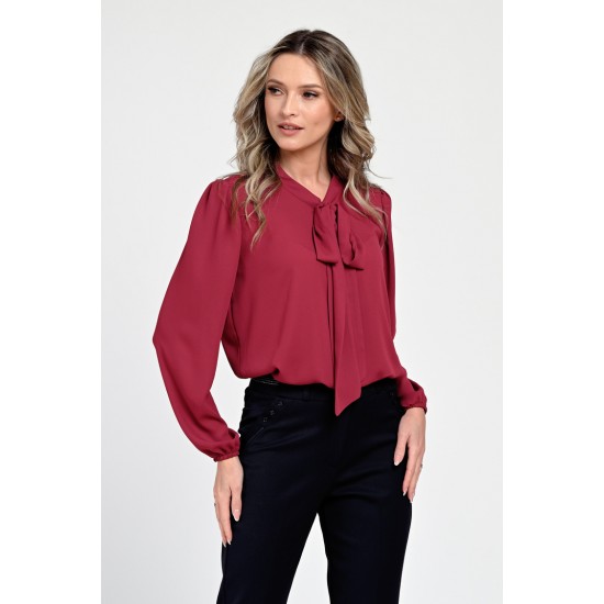 Bluza Dama, Rosu burgundy, Eleganta, cu Funda V306