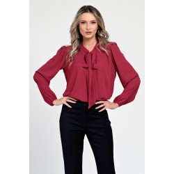Bluza Dama, Rosu burgundy, Eleganta, cu Funda V306