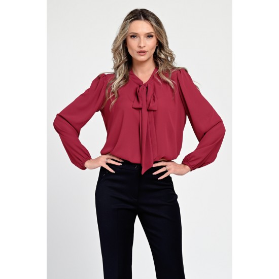 Bluza Dama, Rosu burgundy, Eleganta, cu Funda V306