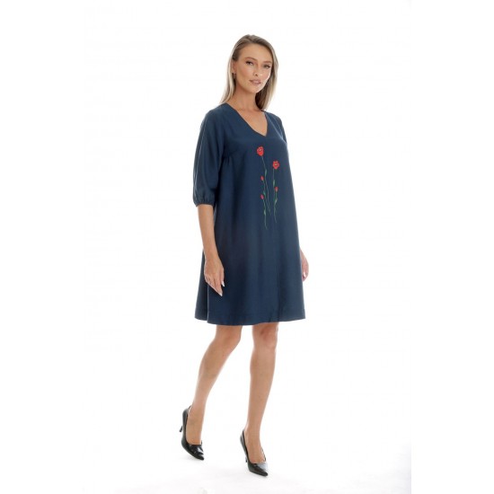 Rochie Dama, Eranthe, V-Neckline, cu Pictura Realizata Manual V346