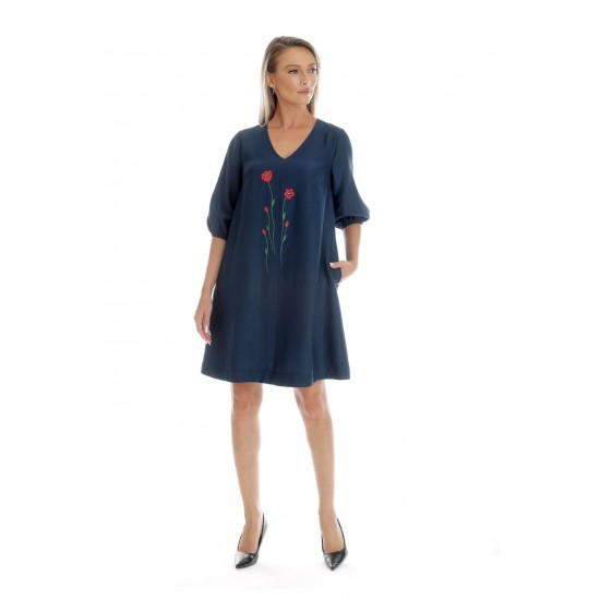 Rochie Dama, Eranthe, V-Neckline, cu Pictura Realizata Manual V346
