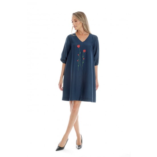 Rochie Dama, Eranthe, V-Neckline, cu Pictura Realizata Manual V346