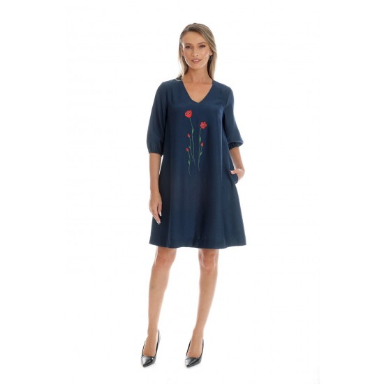 Rochie Dama, Eranthe, V-Neckline, cu Pictura Realizata Manual V346