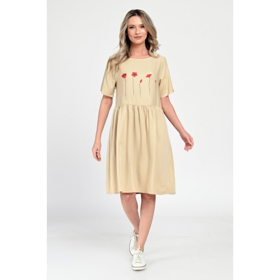 Rochie Medie Dama, Casual, Bej V308