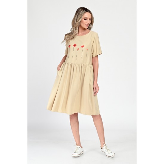 Rochie Medie Dama, Casual, Bej V308
