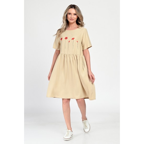 Rochie Medie Dama, Casual, Bej V308