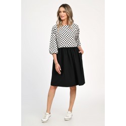 Rochie Medie Dama, Casual, cu Buline alb/negru 309