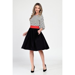 Rochie Medie Dama, Casual, cu Buline alb/negru 309