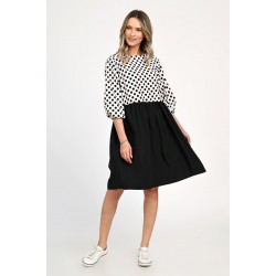 Rochie Medie Dama, Casual, cu Buline alb/negru 309