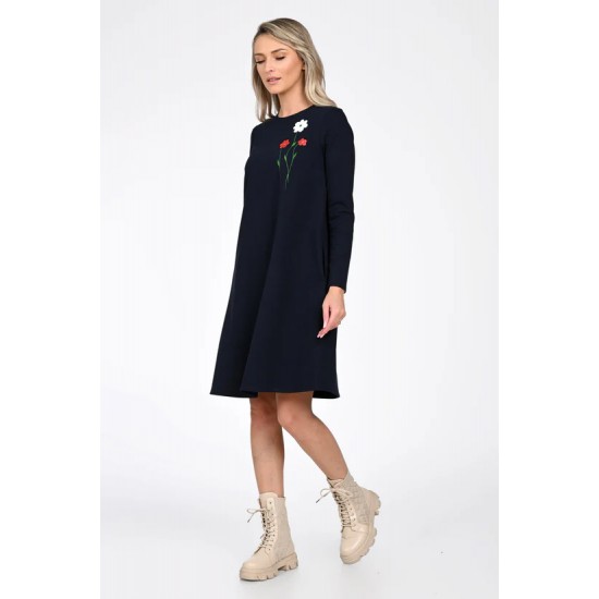 Rochie Dama, Eranthe, A-Line, cu Pictura Realizata Manual V364A