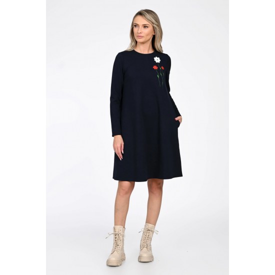 Rochie Dama, Eranthe, A-Line, cu Pictura Realizata Manual V364A