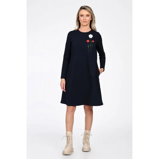 Rochie Dama, Eranthe, A-Line, cu Pictura Realizata Manual V364A