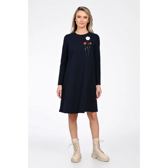 Rochie Dama, Eranthe, A-Line, cu Pictura Realizata Manual V364A